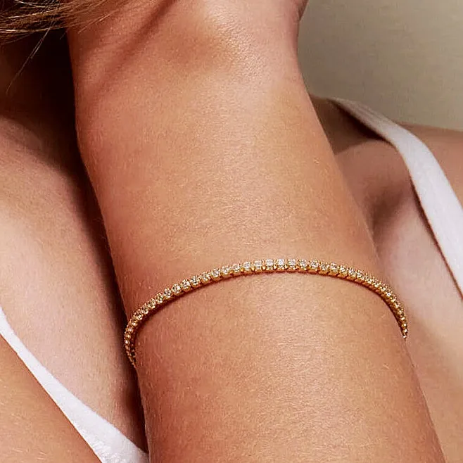 10k Gold 2mm Tennis Unisex Natural Diamond 7" Bracelet - BR1487