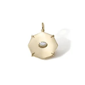 10K Gold Mini "Bliss" Octagon Pendant with Marquise Diamond