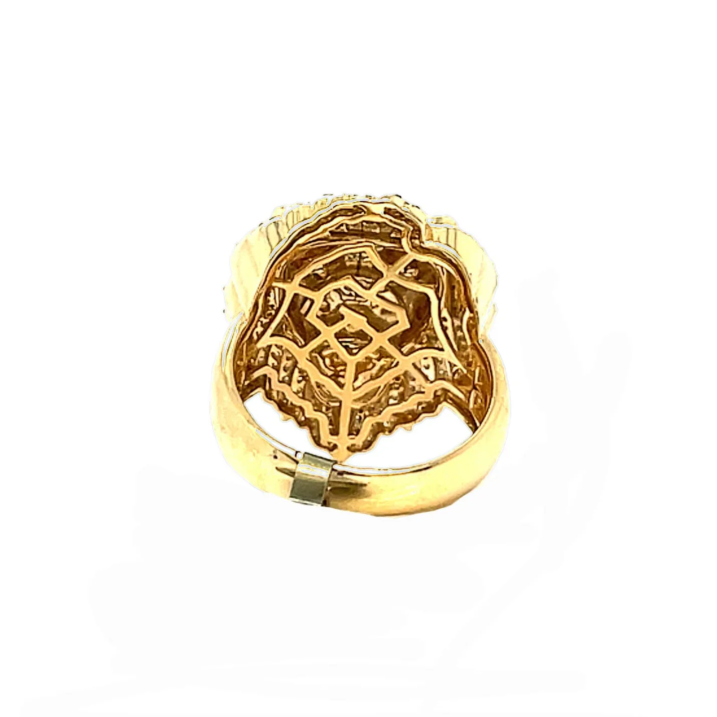 10K Gold Round 0.73CT Natural Diamonds Lion Red Eyes Ring - SR10082-1