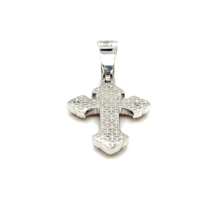 10k Gold Two Tone White-Rose 1.3ct Real Natural Diamond Cross Pendant - CSP34243A