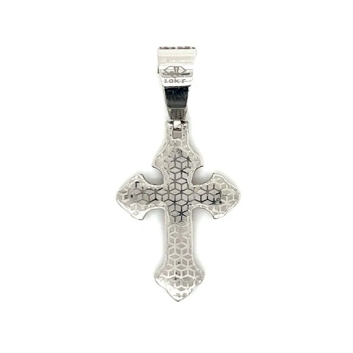 10k Gold Two Tone White-Rose 1.3ct Real Natural Diamond Cross Pendant - CSP34243A