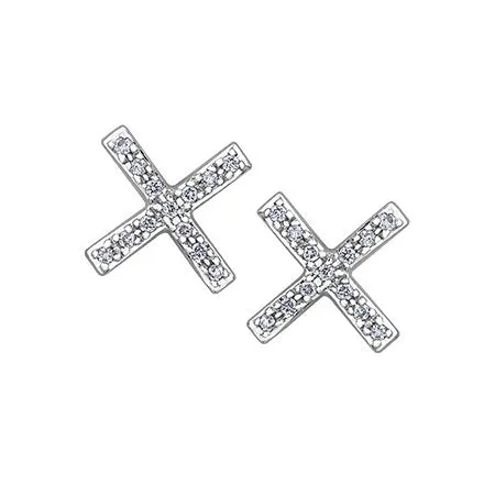 10K White Gold (0.07ct) Diamond Geometric Stud Earrings