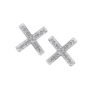 10K White Gold (0.07ct) Diamond Geometric Stud Earrings