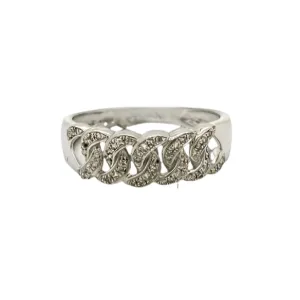 10K White-Gold 0.29CT Natural Diamonds Cuban Link Ring - SR10170A