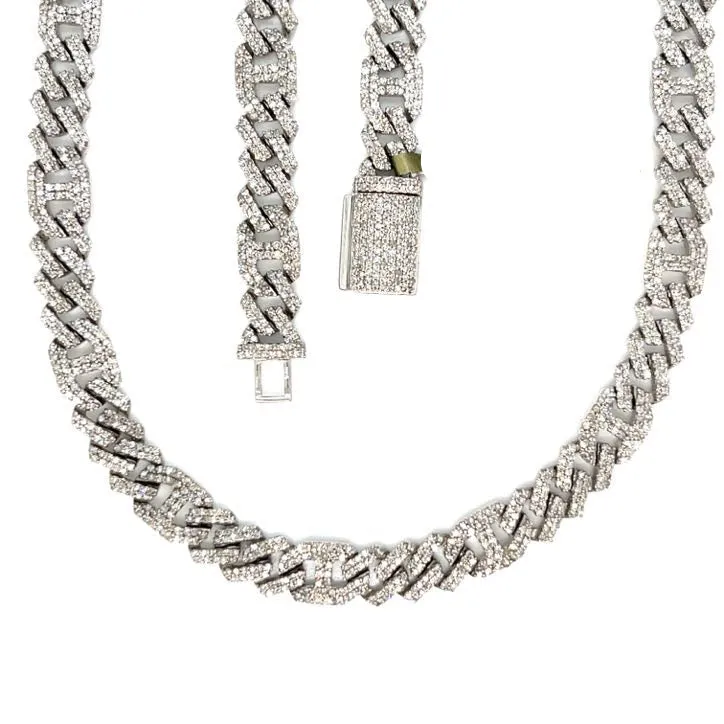 10K White Gold  13.06ct Natural Diamonds 22" Gucci Cuban Link 6.5mm Chain Necklace - SNK22046