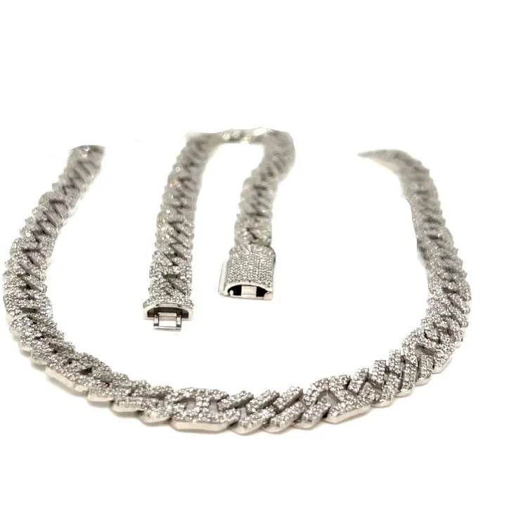 10K White Gold  13.06ct Natural Diamonds 22" Gucci Cuban Link 6.5mm Chain Necklace - SNK22046