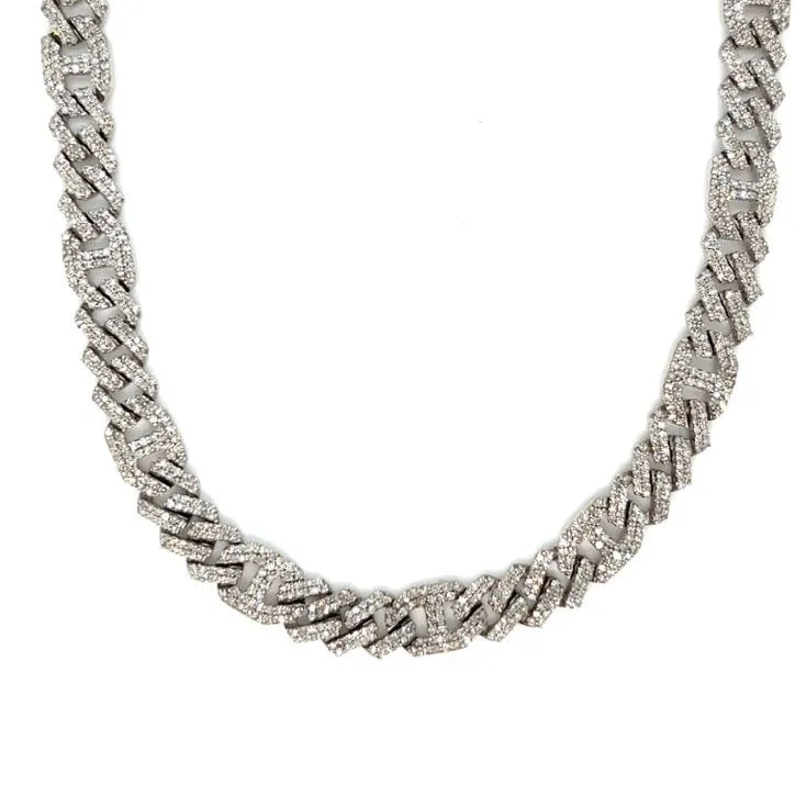 10K White Gold  13.06ct Natural Diamonds 22" Gucci Cuban Link 6.5mm Chain Necklace - SNK22046