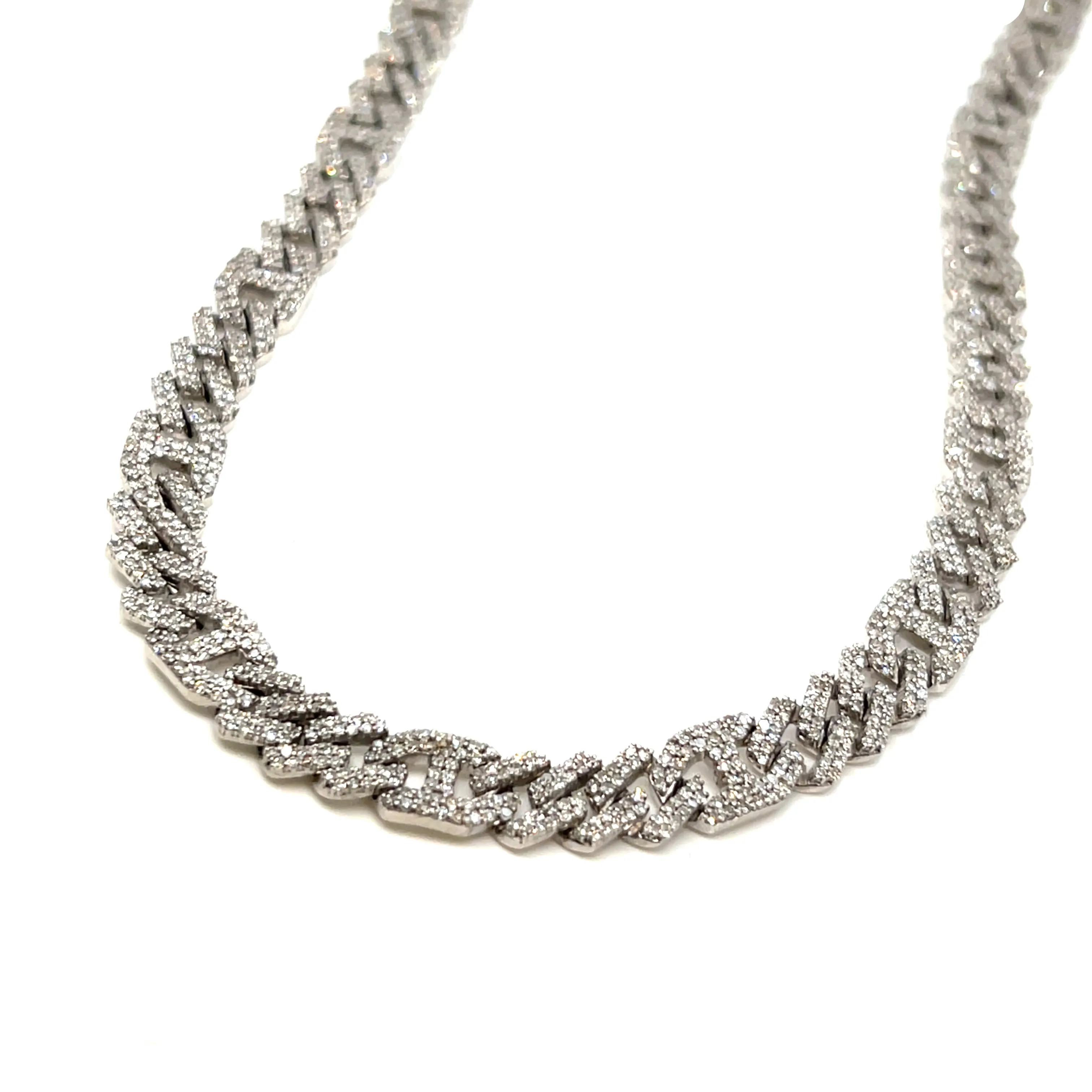 10K White Gold  13.06ct Natural Diamonds 22" Gucci Cuban Link 6.5mm Chain Necklace - SNK22046