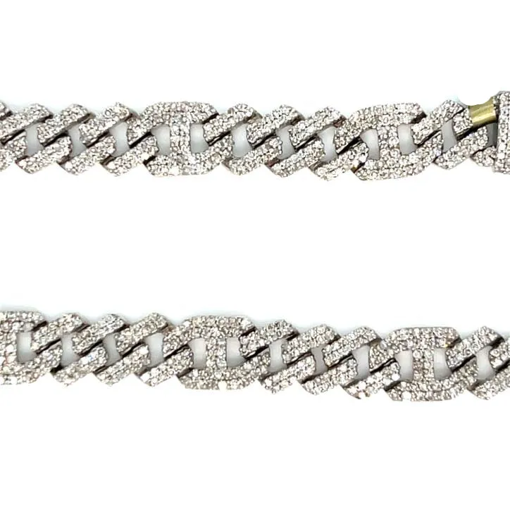 10K White Gold  13.06ct Natural Diamonds 22" Gucci Cuban Link 6.5mm Chain Necklace - SNK22046