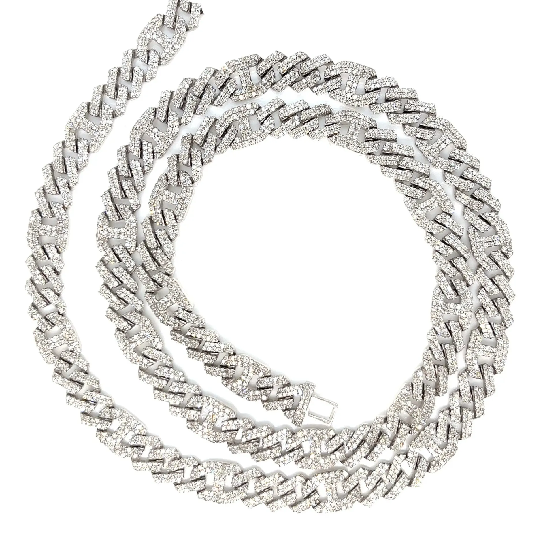 10K White Gold  13.06ct Natural Diamonds 22" Gucci Cuban Link 6.5mm Chain Necklace - SNK22046