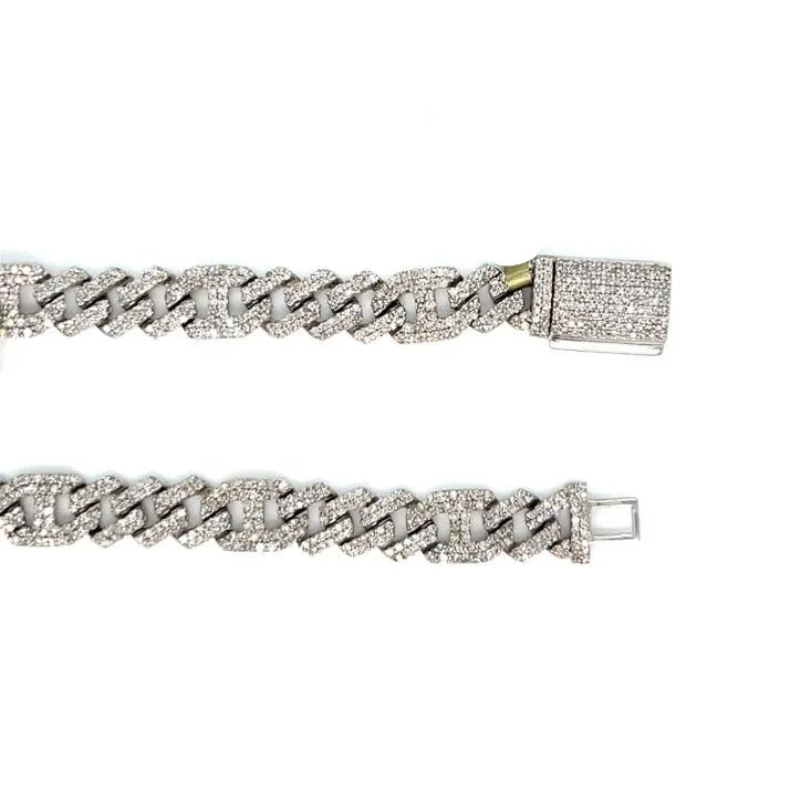 10K White Gold  13.06ct Natural Diamonds 22" Gucci Cuban Link 6.5mm Chain Necklace - SNK22046