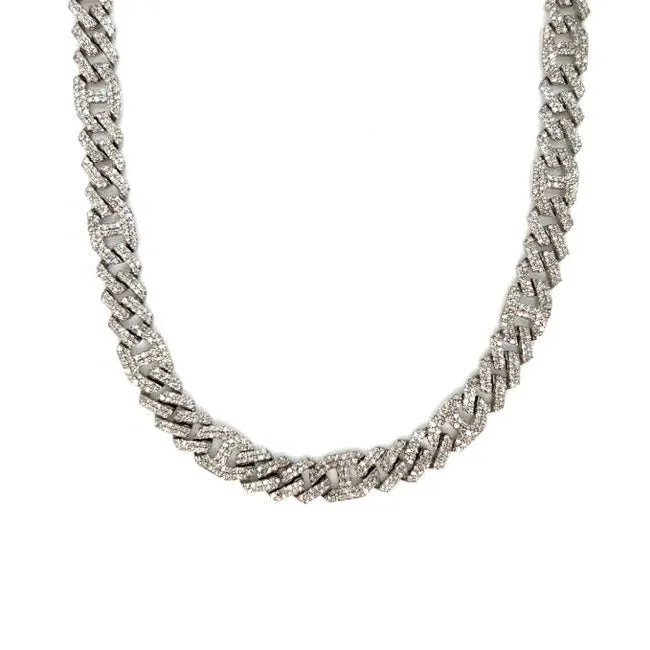 10K White Gold  13.06ct Natural Diamonds 22" Gucci Cuban Link 6.5mm Chain Necklace - SNK22046