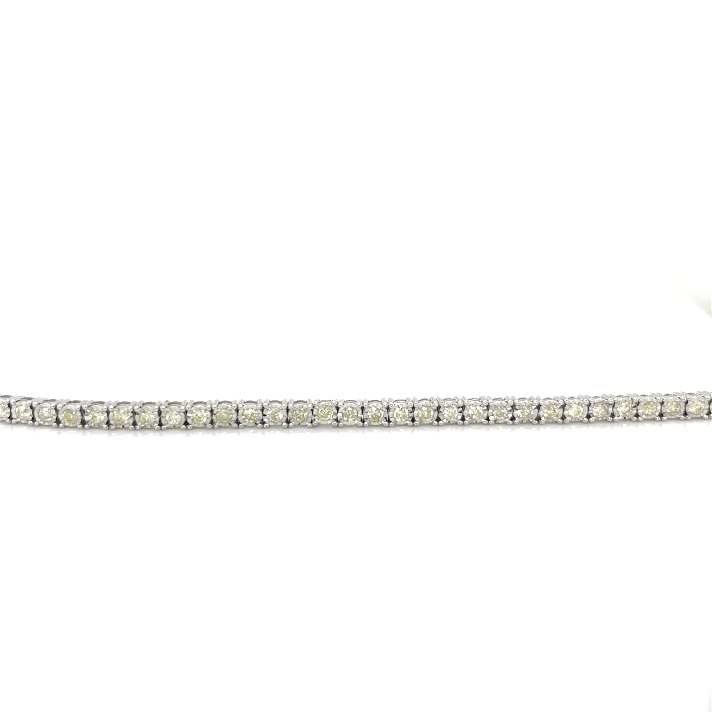 10k White-Gold 3mm Tennis 2.32ct Natural Diamond 7" Bracelet - BR00357
