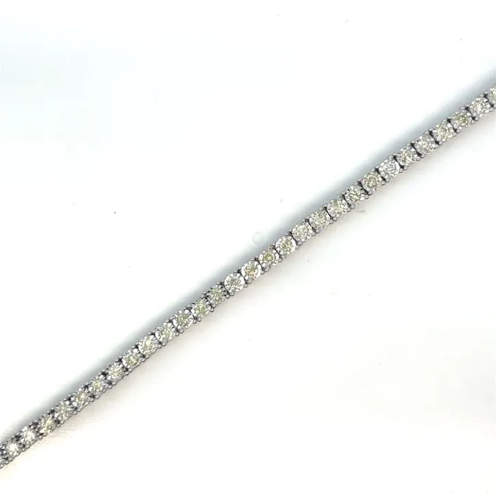 10k White-Gold 3mm Tennis 2.32ct Natural Diamond 7" Bracelet - BR00357