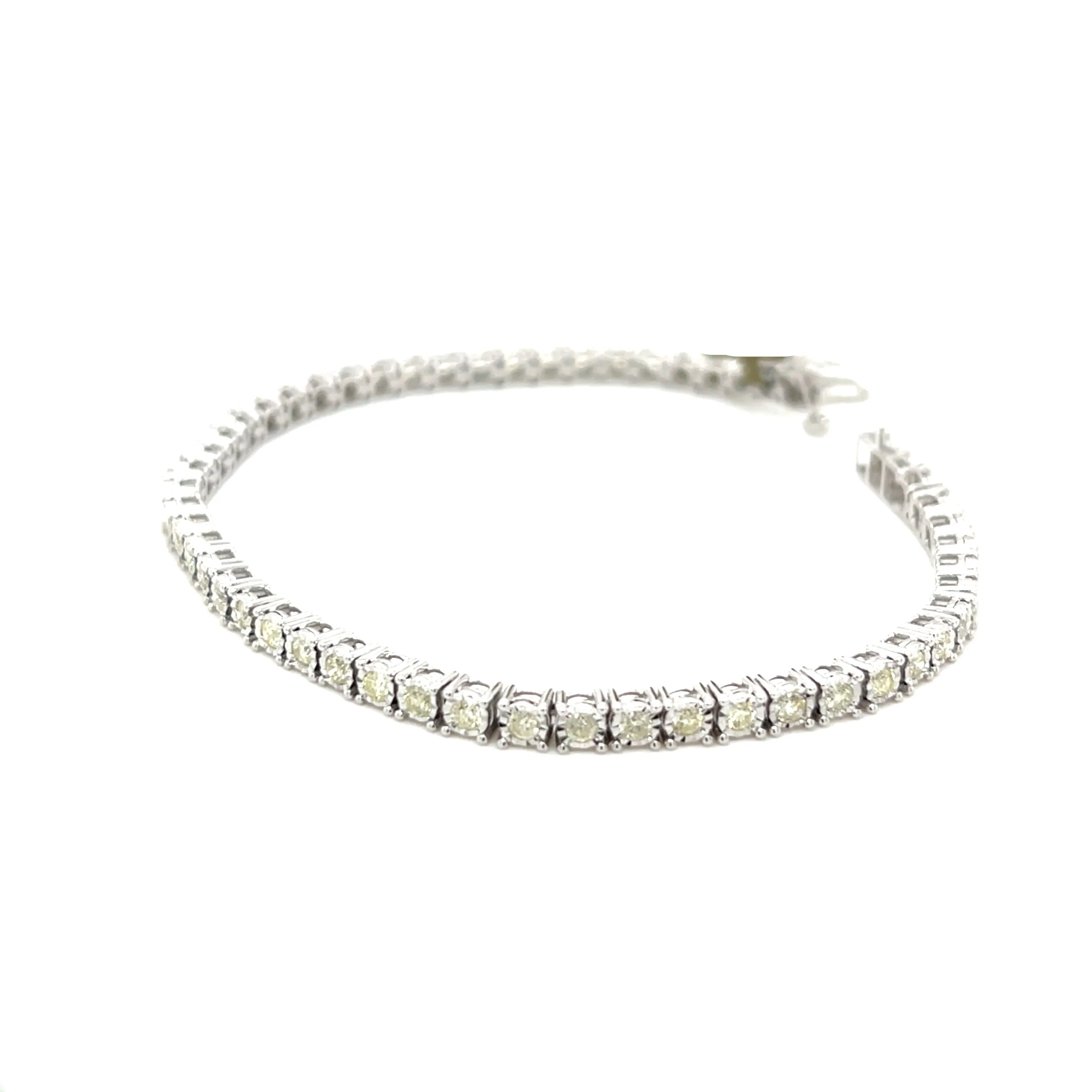 10k White-Gold 3mm Tennis 2.32ct Natural Diamond 7" Bracelet - BR00357