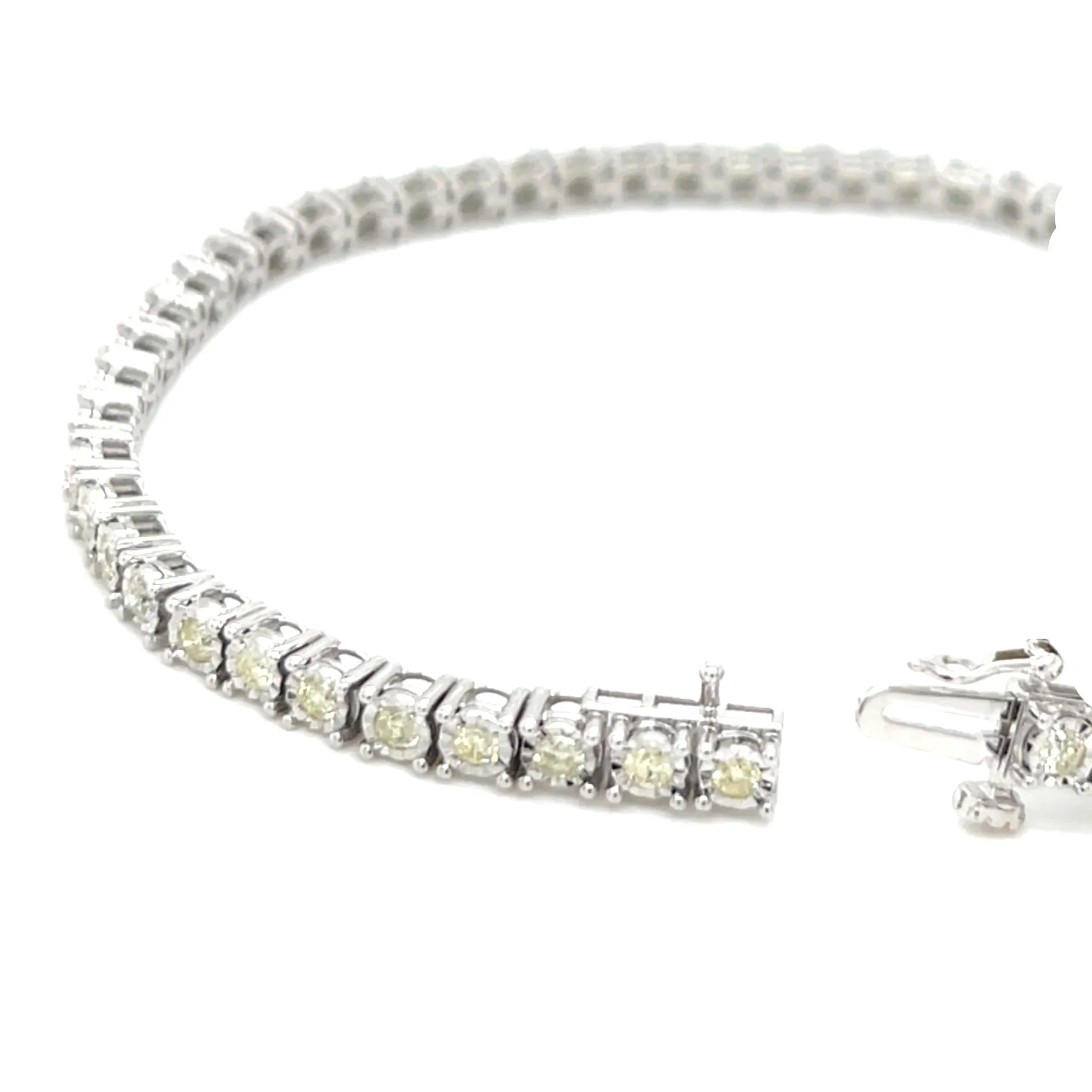 10k White-Gold 3mm Tennis 2.32ct Natural Diamond 7" Bracelet - BR00357