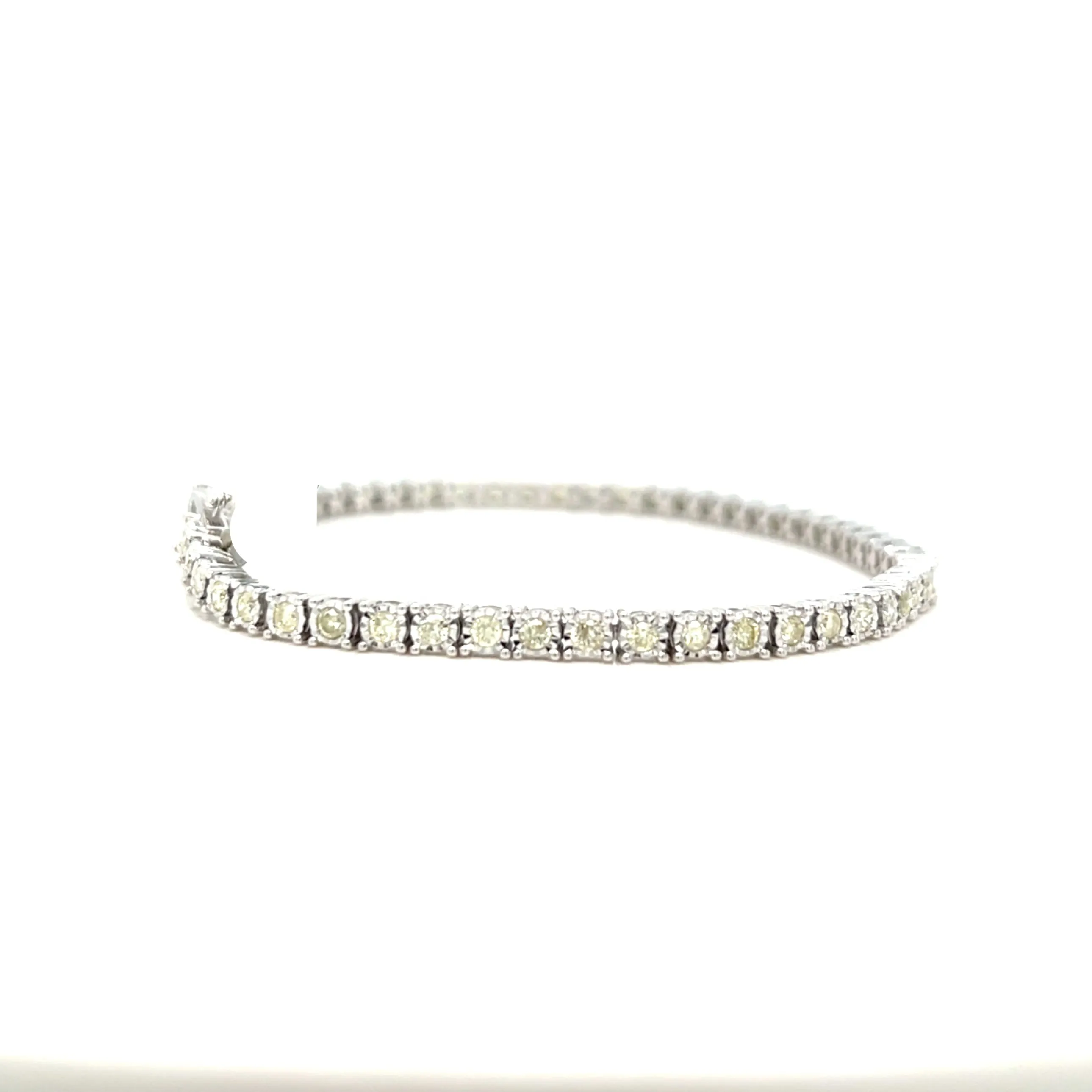 10k White-Gold 3mm Tennis 2.32ct Natural Diamond 7" Bracelet - BR00357