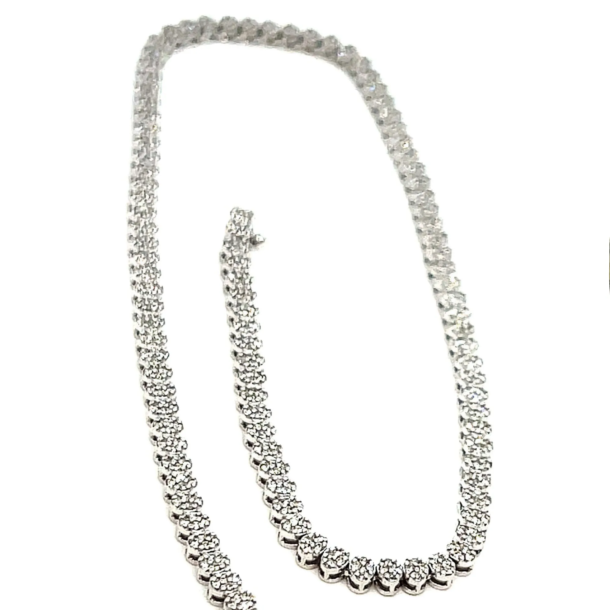 10K White Gold Fancy Elegant Oval Natural Diamonds 20" Necklace - CH3459