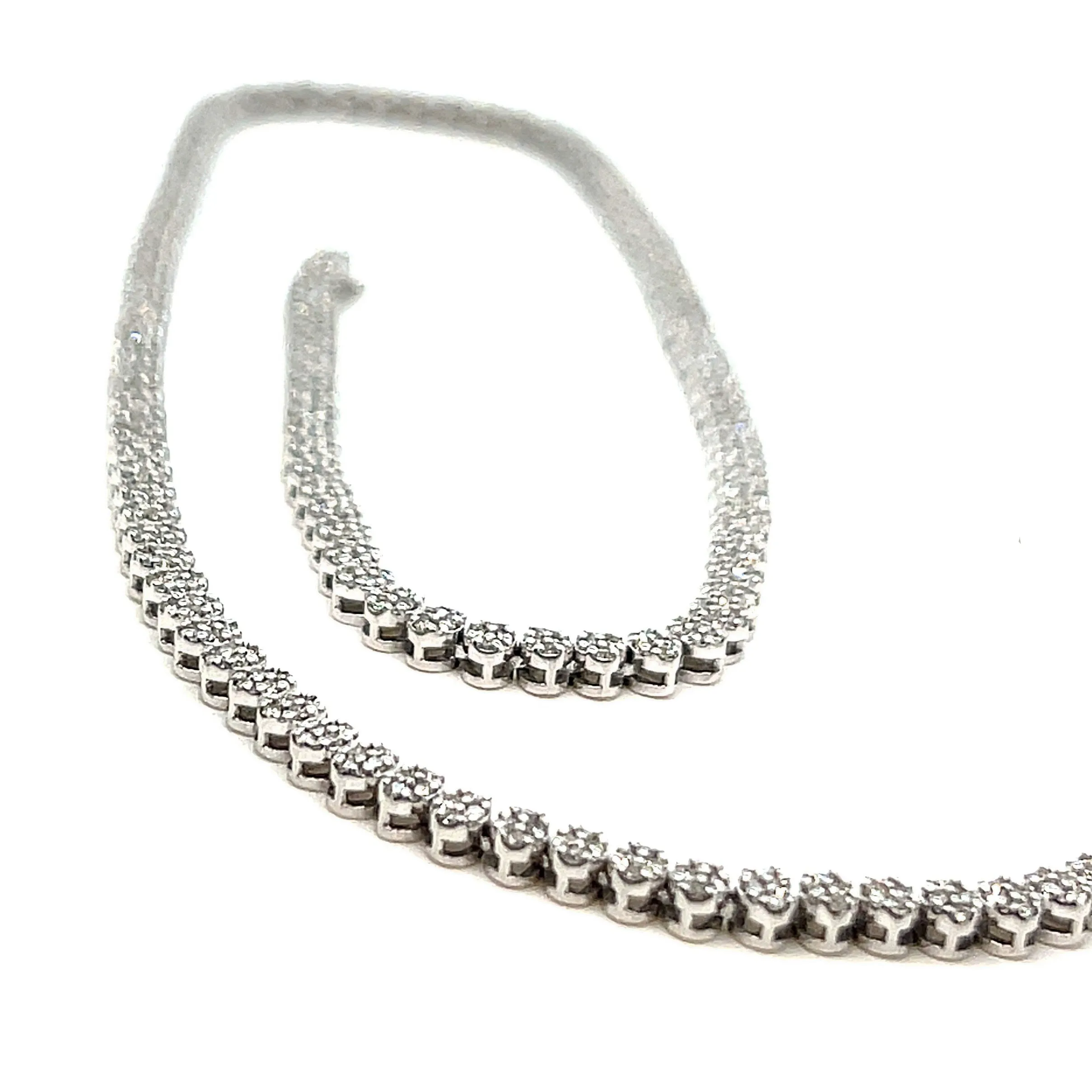 10K White Gold Fancy Elegant Oval Natural Diamonds 20" Necklace - CH3459