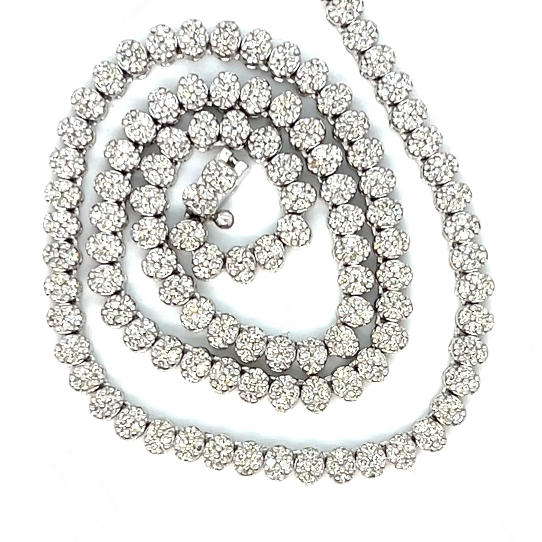 10K White Gold Fancy Elegant Oval Natural Diamonds 20" Necklace - CH3459