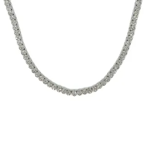 10K White Gold Fancy Elegant Oval Natural Diamonds 20" Necklace - CH3459