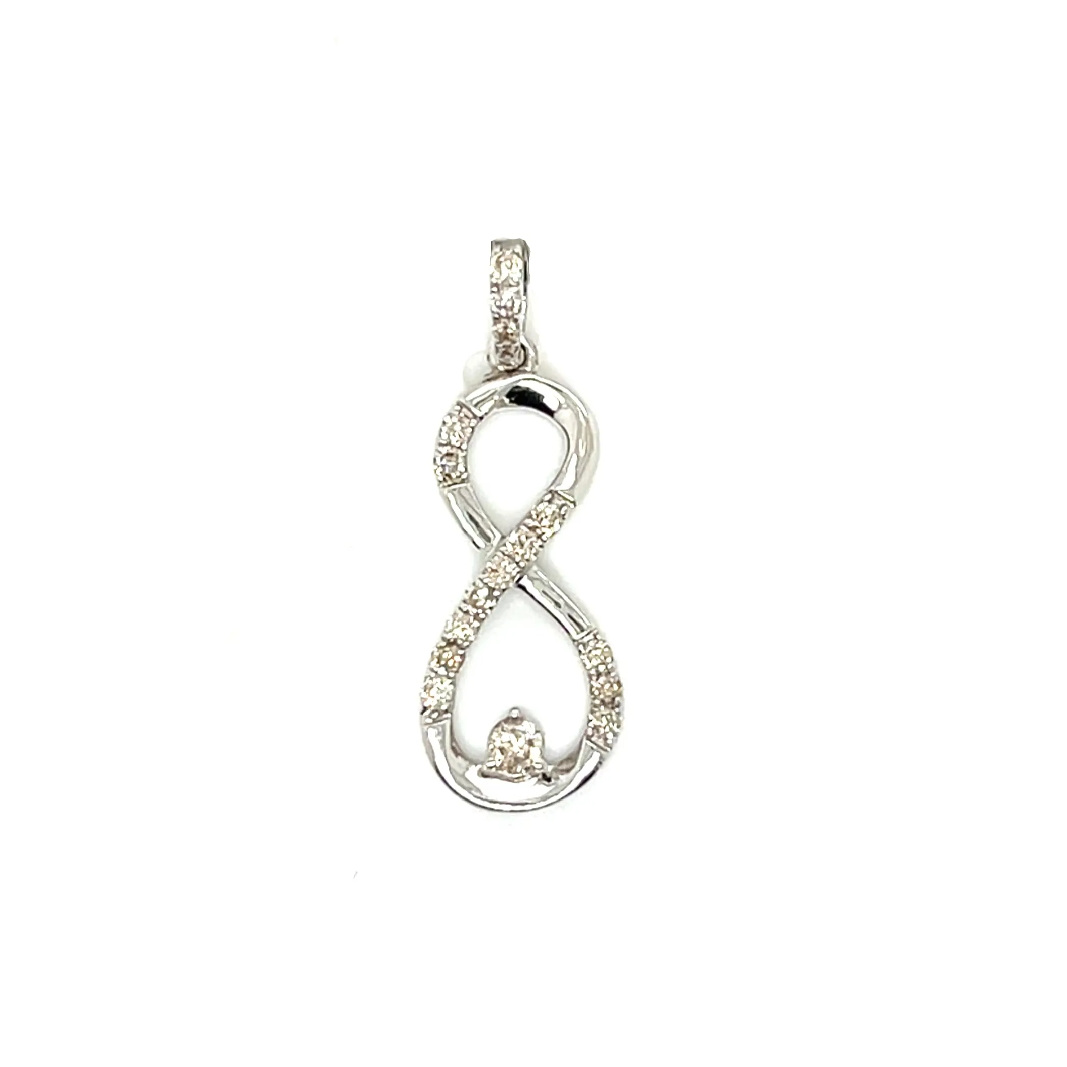 10k White Gold Infinity Pendant embedded with 0.34ct of Natural Diamonds - SP26201