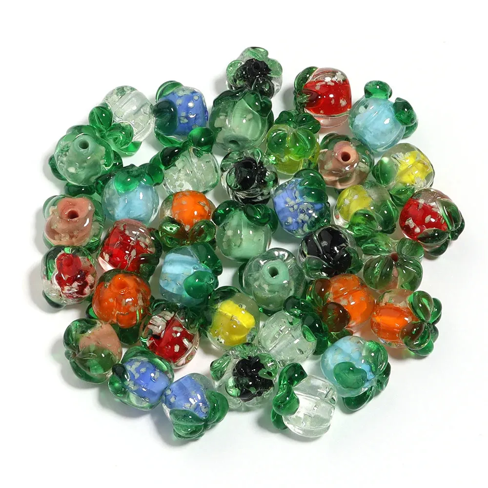 10pcs Luminous Glass Persimmon Beads – DIY Jewelry