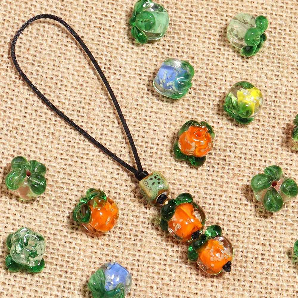 10pcs Luminous Glass Persimmon Beads – DIY Jewelry
