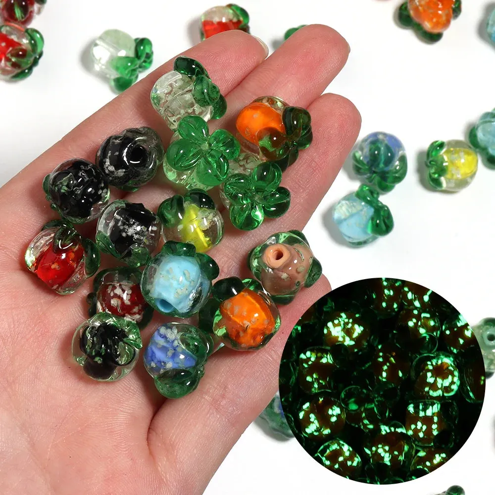 10pcs Luminous Glass Persimmon Beads – DIY Jewelry