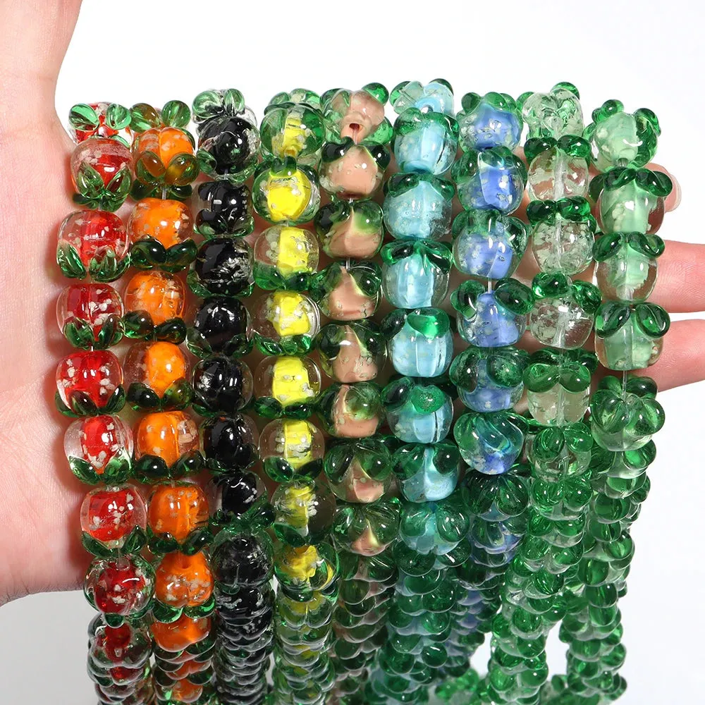 10pcs Luminous Glass Persimmon Beads – DIY Jewelry