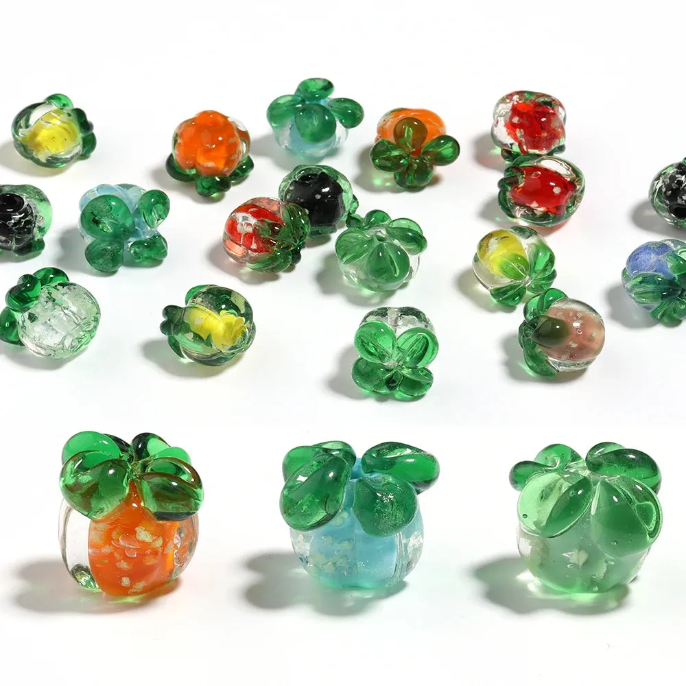 10pcs Luminous Glass Persimmon Beads – DIY Jewelry