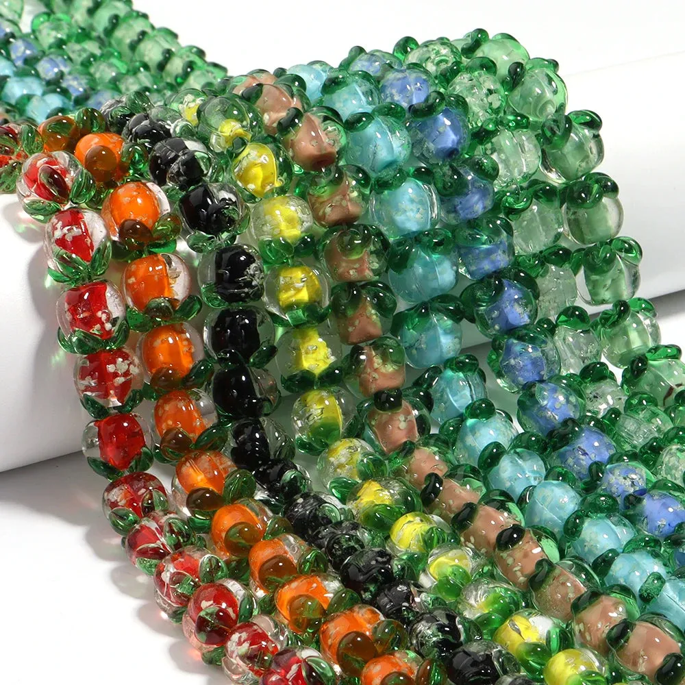 10pcs Luminous Glass Persimmon Beads – DIY Jewelry