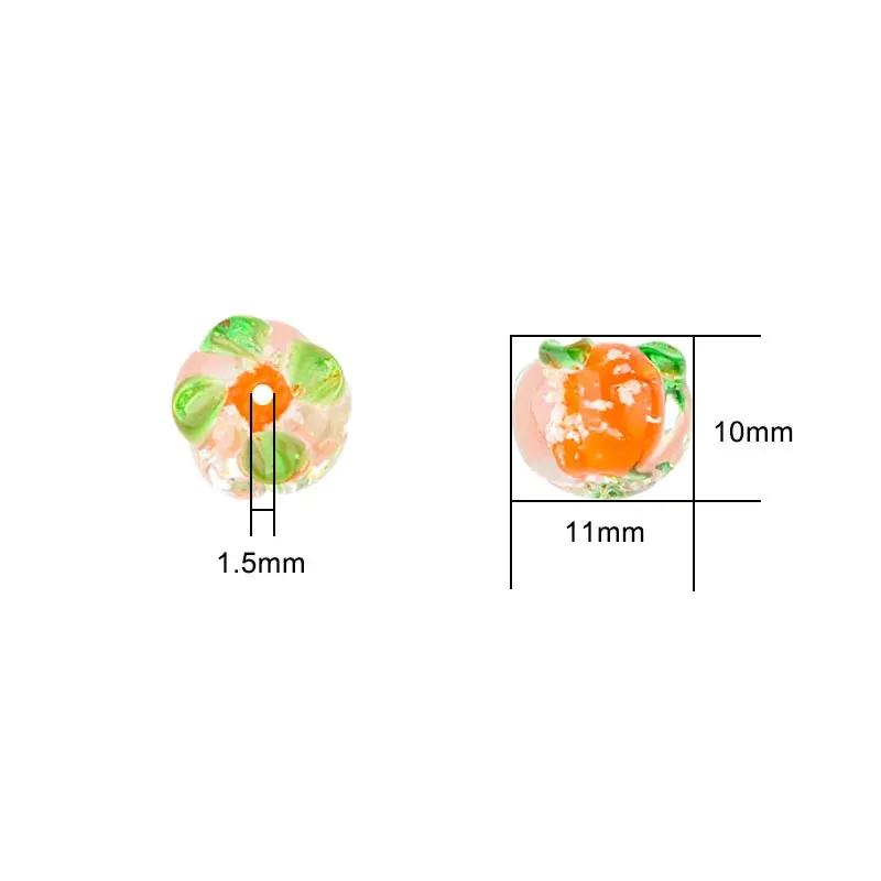 10pcs Luminous Glass Persimmon Beads – DIY Jewelry