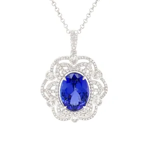 11.98 Carat Tanzanite Pendant in 14k White Gold