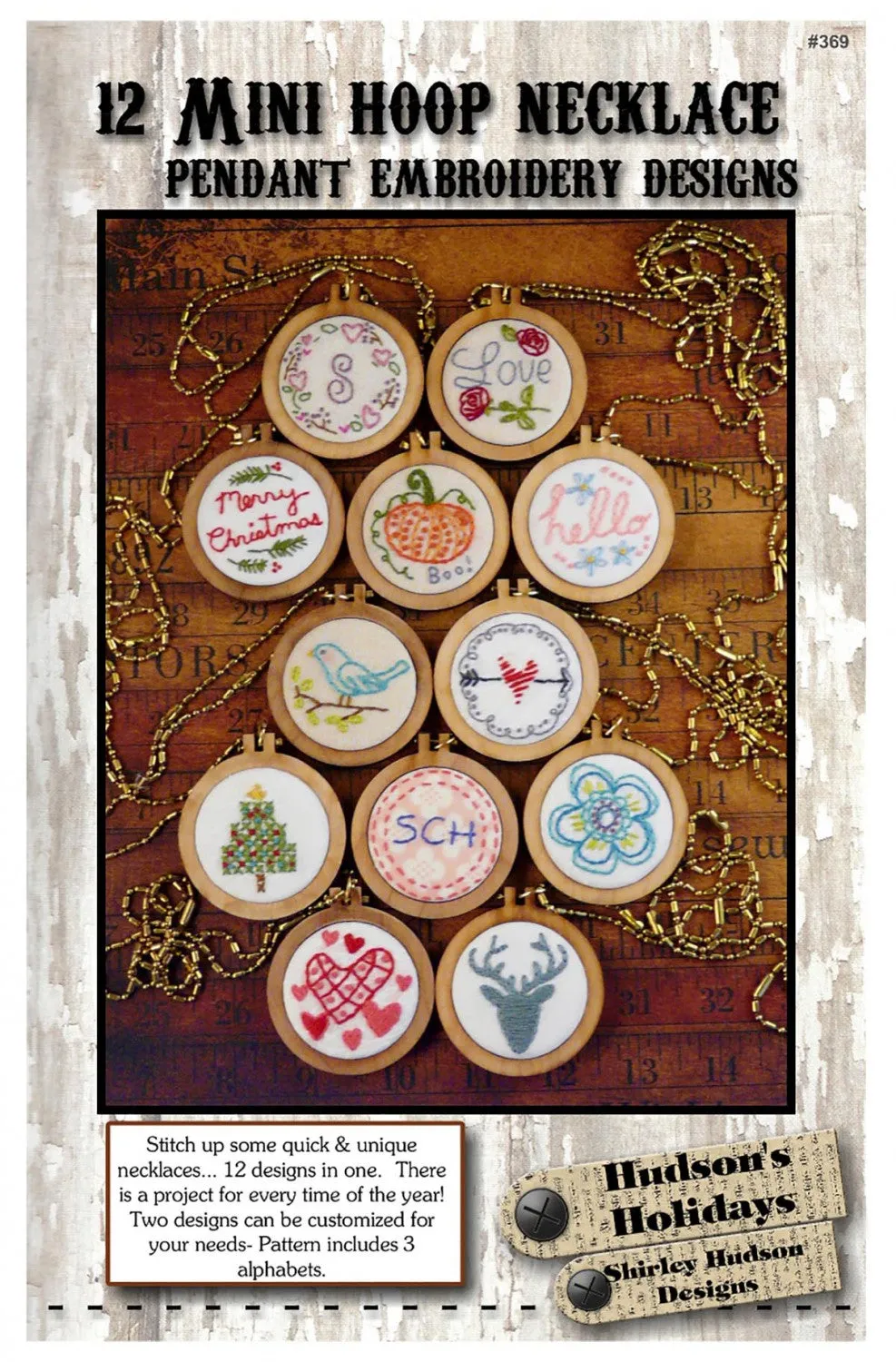 12 Mini Hexies Embroidery Pendant Designs