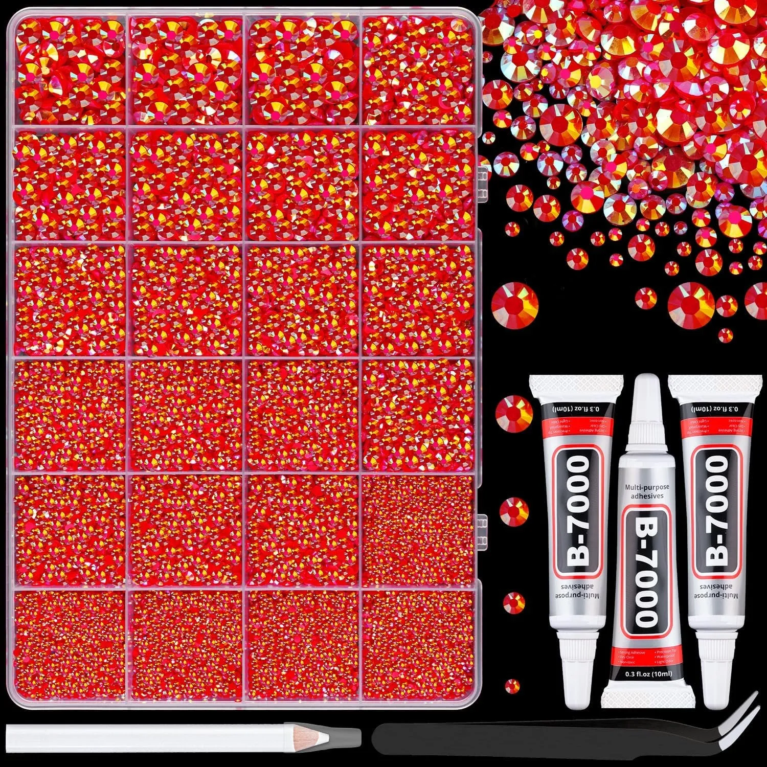 13000Pcs Flatback Pearls for Crafting (White), Assorted Size 2/3/4/5/6/8/10Mm Half Pearl with 3Pcs 10Ml B7000 Jewelry Glue, Bedazzling Bead for DIY Crafts Clothing Tumbler Shoes Embellishment Nail Art
