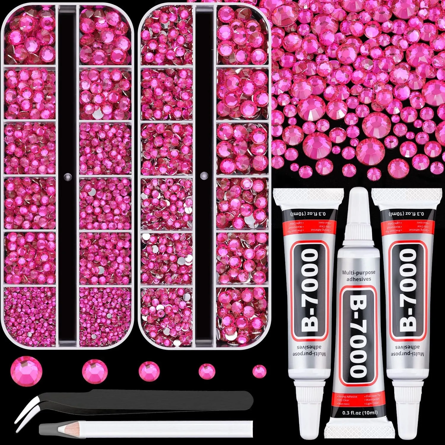 13000Pcs Flatback Pearls for Crafting (White), Assorted Size 2/3/4/5/6/8/10Mm Half Pearl with 3Pcs 10Ml B7000 Jewelry Glue, Bedazzling Bead for DIY Crafts Clothing Tumbler Shoes Embellishment Nail Art