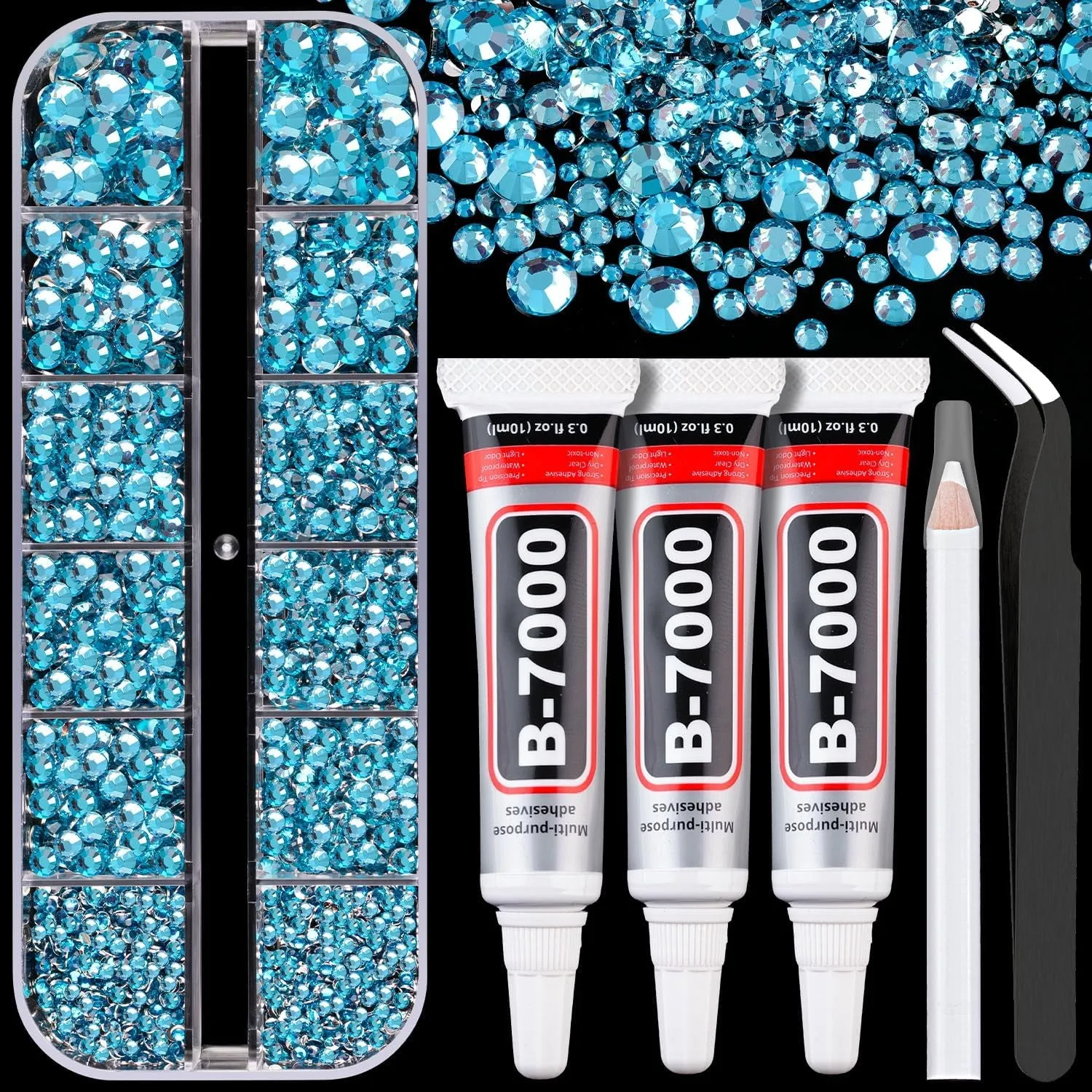 13000Pcs Flatback Pearls for Crafting (White), Assorted Size 2/3/4/5/6/8/10Mm Half Pearl with 3Pcs 10Ml B7000 Jewelry Glue, Bedazzling Bead for DIY Crafts Clothing Tumbler Shoes Embellishment Nail Art