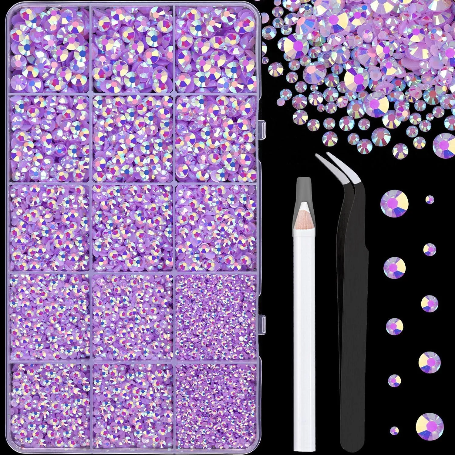 13000Pcs Flatback Pearls for Crafting (White), Assorted Size 2/3/4/5/6/8/10Mm Half Pearl with 3Pcs 10Ml B7000 Jewelry Glue, Bedazzling Bead for DIY Crafts Clothing Tumbler Shoes Embellishment Nail Art