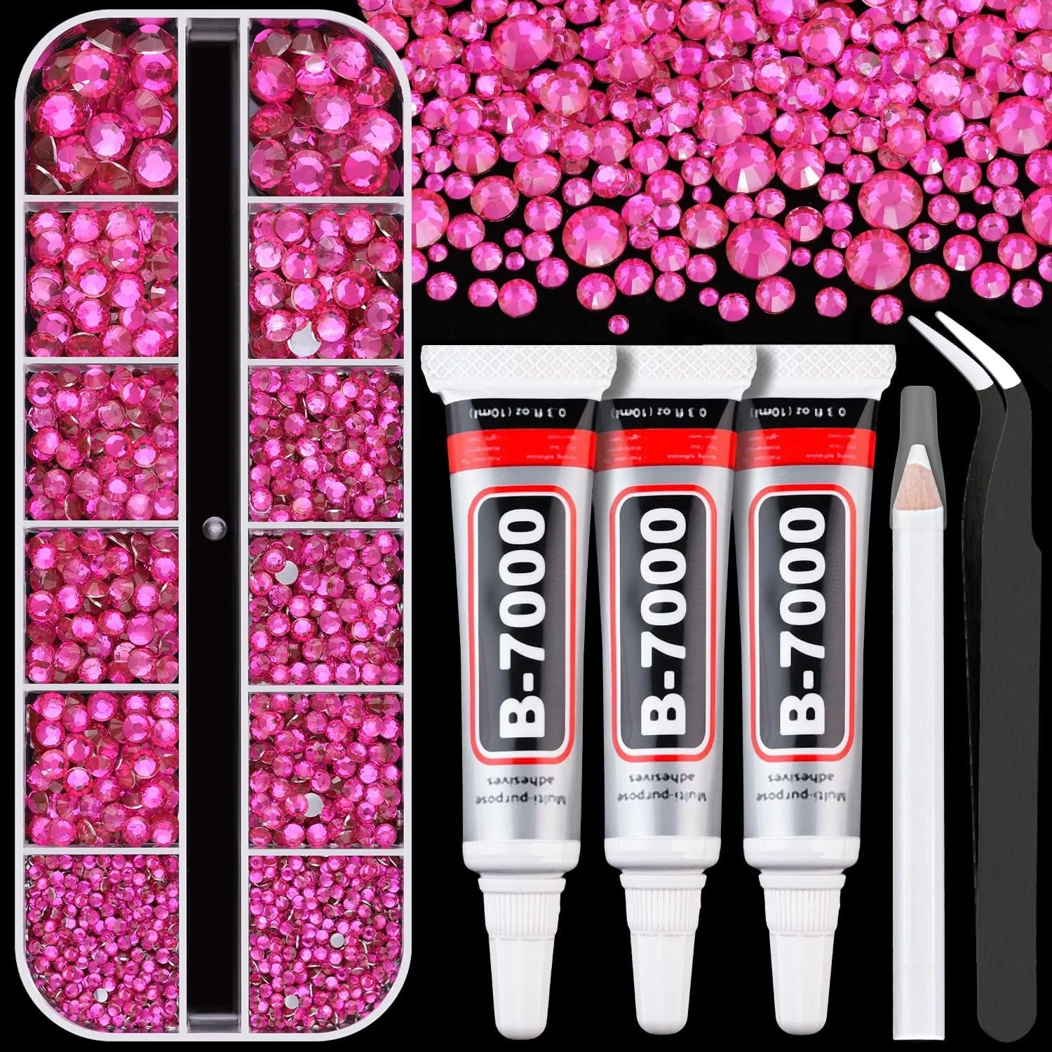 13000Pcs Flatback Pearls for Crafting (White), Assorted Size 2/3/4/5/6/8/10Mm Half Pearl with 3Pcs 10Ml B7000 Jewelry Glue, Bedazzling Bead for DIY Crafts Clothing Tumbler Shoes Embellishment Nail Art