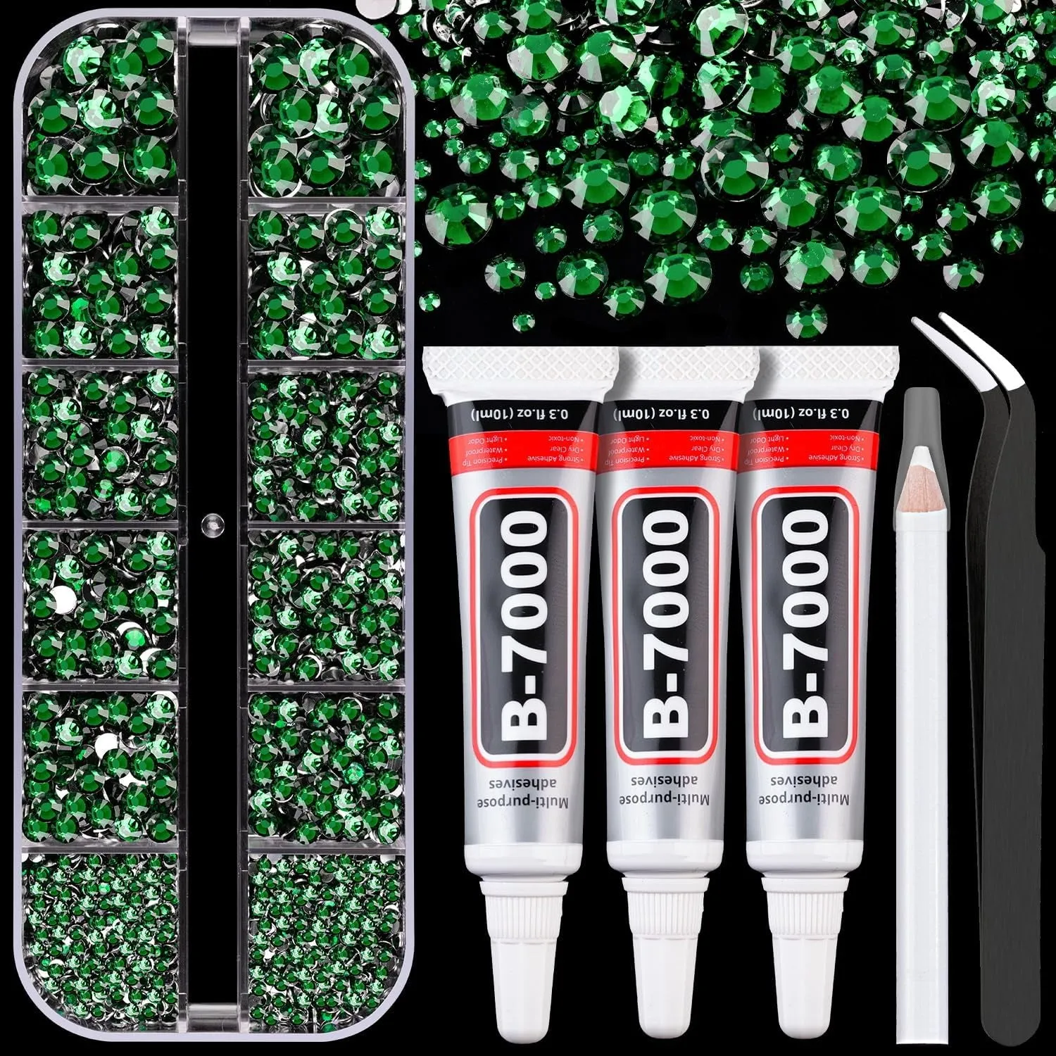 13000Pcs Flatback Pearls for Crafting (White), Assorted Size 2/3/4/5/6/8/10Mm Half Pearl with 3Pcs 10Ml B7000 Jewelry Glue, Bedazzling Bead for DIY Crafts Clothing Tumbler Shoes Embellishment Nail Art