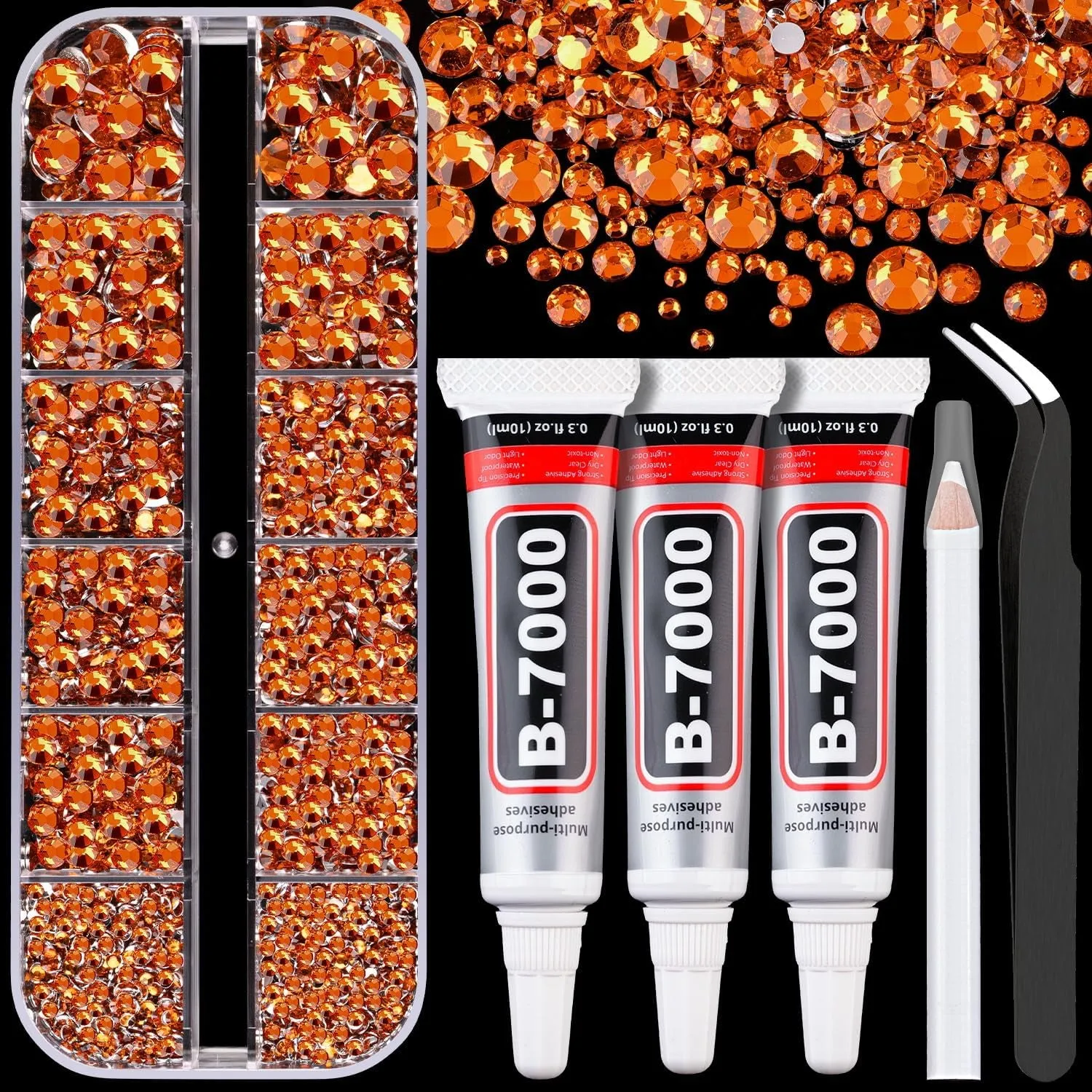 13000Pcs Flatback Pearls for Crafting (White), Assorted Size 2/3/4/5/6/8/10Mm Half Pearl with 3Pcs 10Ml B7000 Jewelry Glue, Bedazzling Bead for DIY Crafts Clothing Tumbler Shoes Embellishment Nail Art