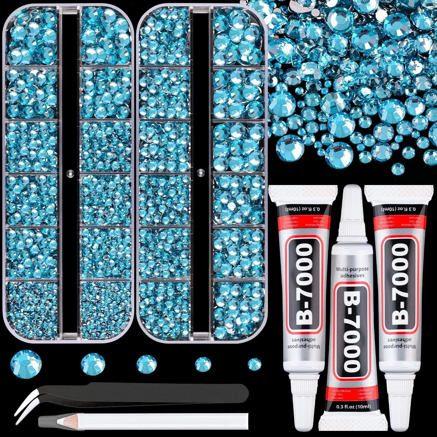 13000Pcs Flatback Pearls for Crafting (White), Assorted Size 2/3/4/5/6/8/10Mm Half Pearl with 3Pcs 10Ml B7000 Jewelry Glue, Bedazzling Bead for DIY Crafts Clothing Tumbler Shoes Embellishment Nail Art