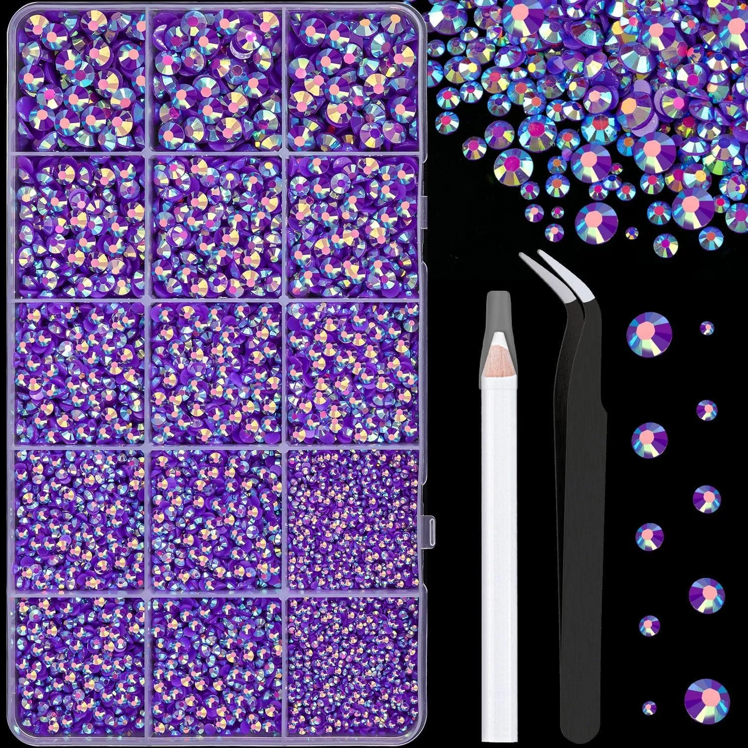 13000Pcs Flatback Pearls for Crafting (White), Assorted Size 2/3/4/5/6/8/10Mm Half Pearl with 3Pcs 10Ml B7000 Jewelry Glue, Bedazzling Bead for DIY Crafts Clothing Tumbler Shoes Embellishment Nail Art