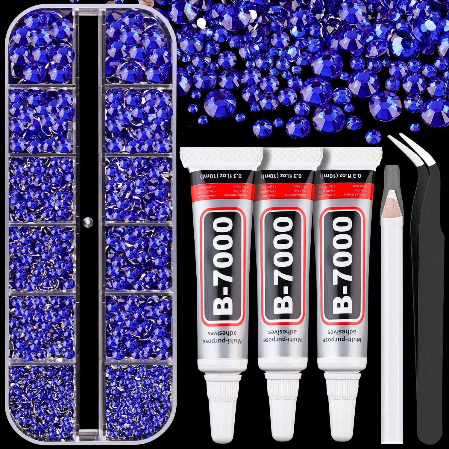 13000Pcs Flatback Pearls for Crafting (White), Assorted Size 2/3/4/5/6/8/10Mm Half Pearl with 3Pcs 10Ml B7000 Jewelry Glue, Bedazzling Bead for DIY Crafts Clothing Tumbler Shoes Embellishment Nail Art