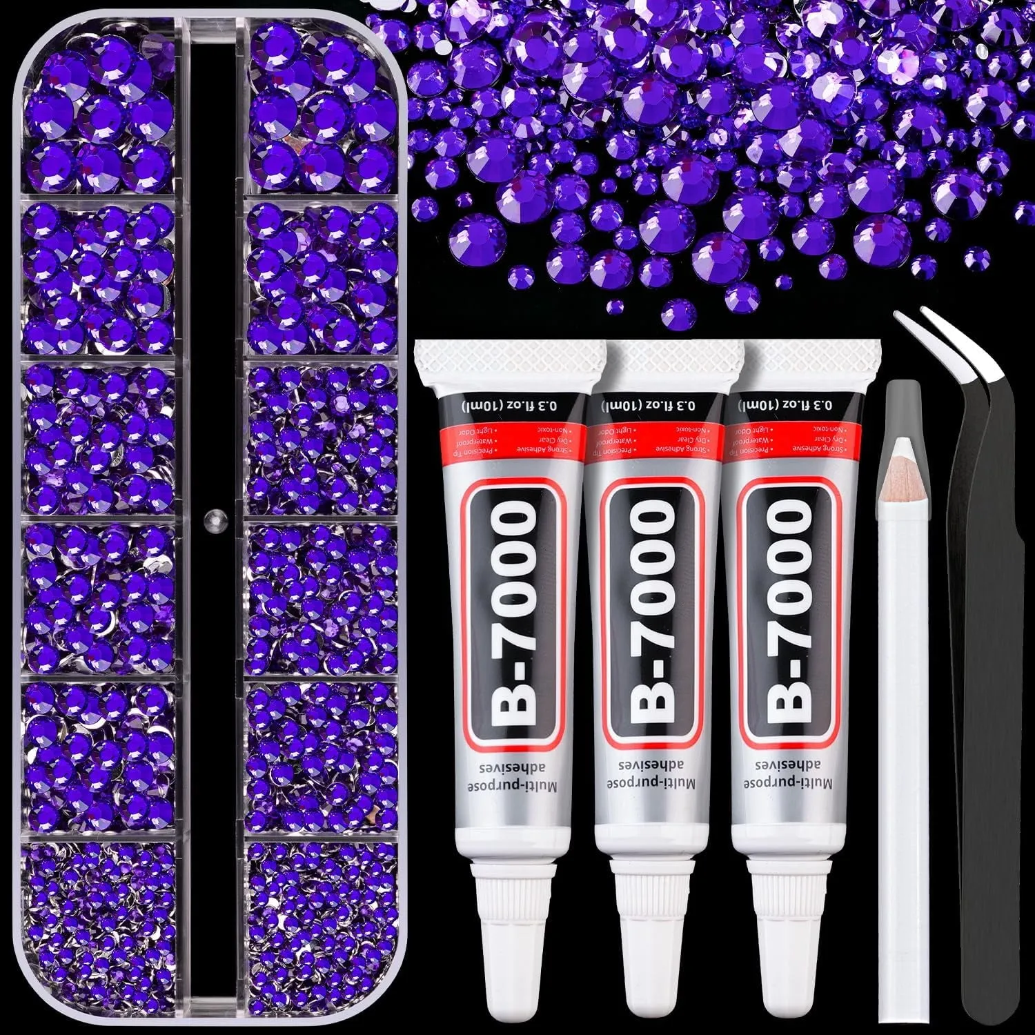 13000Pcs Flatback Pearls for Crafting (White), Assorted Size 2/3/4/5/6/8/10Mm Half Pearl with 3Pcs 10Ml B7000 Jewelry Glue, Bedazzling Bead for DIY Crafts Clothing Tumbler Shoes Embellishment Nail Art