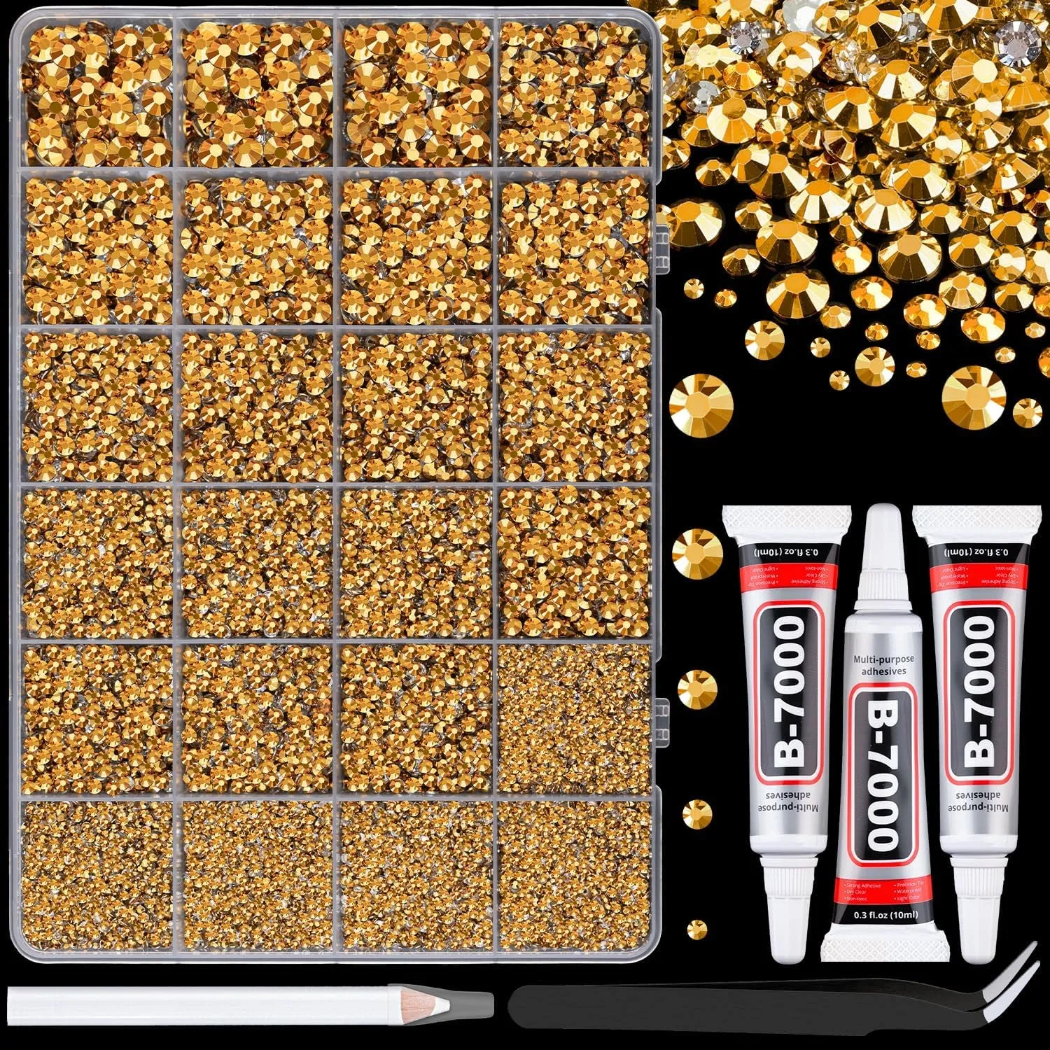 13000Pcs Flatback Pearls for Crafting (White), Assorted Size 2/3/4/5/6/8/10Mm Half Pearl with 3Pcs 10Ml B7000 Jewelry Glue, Bedazzling Bead for DIY Crafts Clothing Tumbler Shoes Embellishment Nail Art