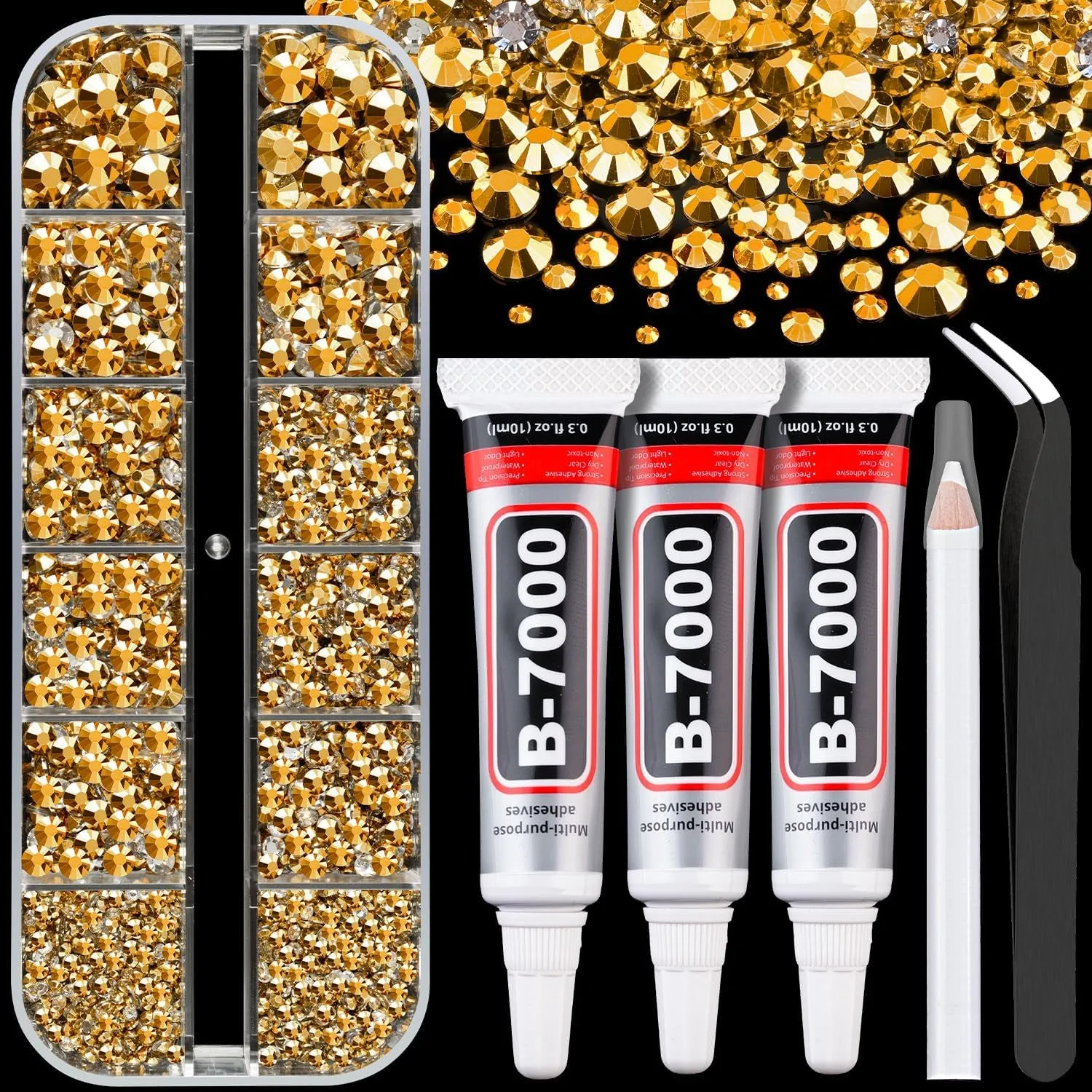 13000Pcs Flatback Pearls for Crafting (White), Assorted Size 2/3/4/5/6/8/10Mm Half Pearl with 3Pcs 10Ml B7000 Jewelry Glue, Bedazzling Bead for DIY Crafts Clothing Tumbler Shoes Embellishment Nail Art