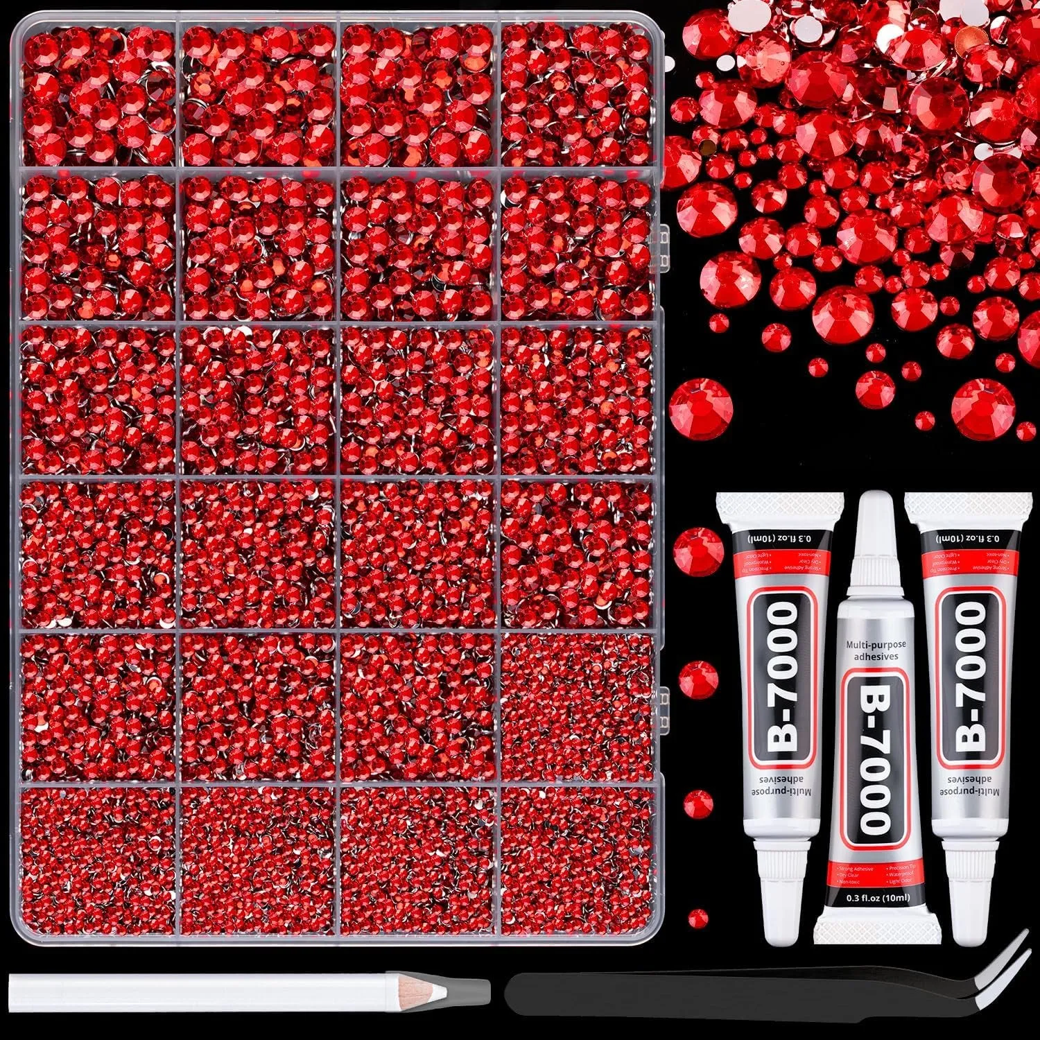 13000Pcs Flatback Pearls for Crafting (White), Assorted Size 2/3/4/5/6/8/10Mm Half Pearl with 3Pcs 10Ml B7000 Jewelry Glue, Bedazzling Bead for DIY Crafts Clothing Tumbler Shoes Embellishment Nail Art