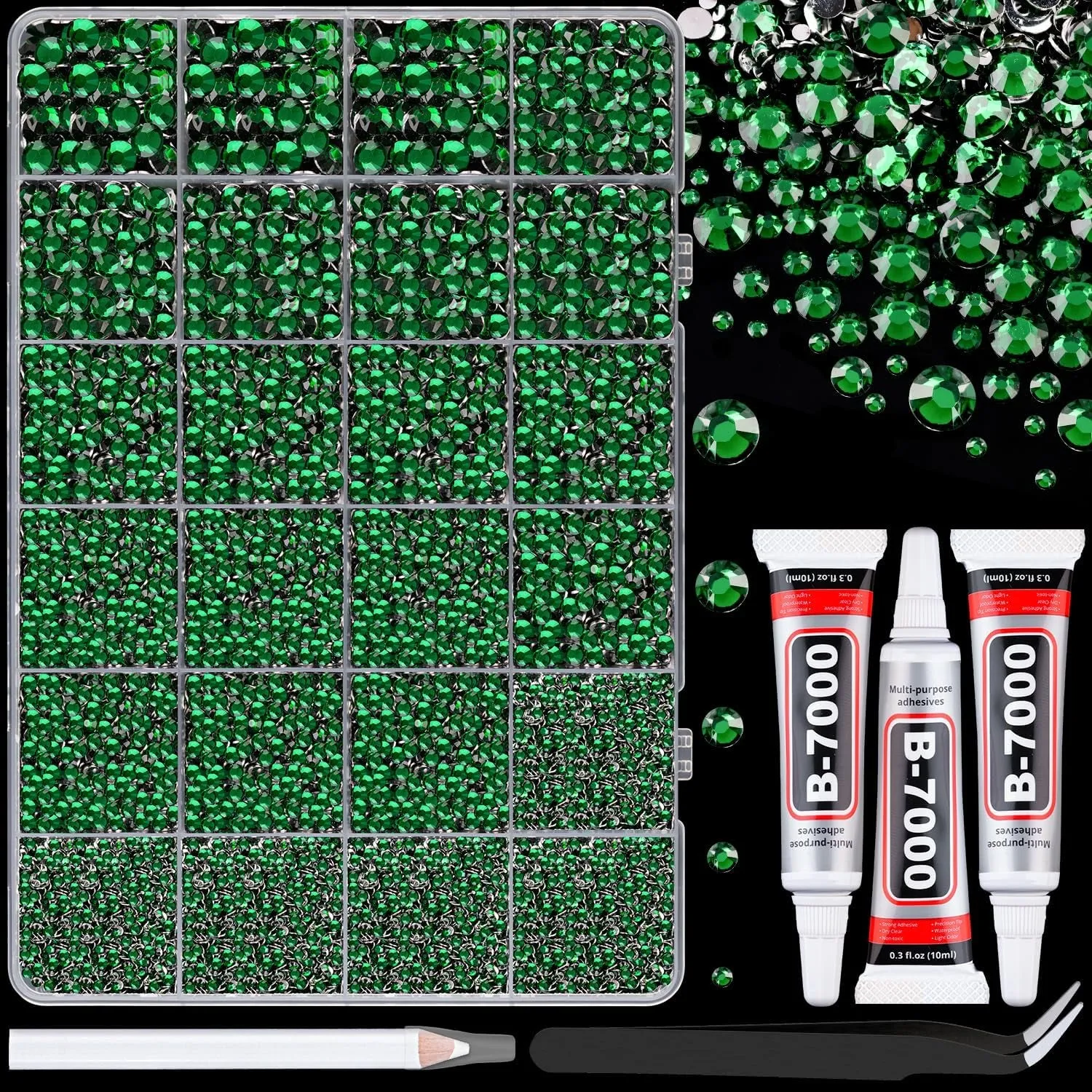 13000Pcs Flatback Pearls for Crafting (White), Assorted Size 2/3/4/5/6/8/10Mm Half Pearl with 3Pcs 10Ml B7000 Jewelry Glue, Bedazzling Bead for DIY Crafts Clothing Tumbler Shoes Embellishment Nail Art